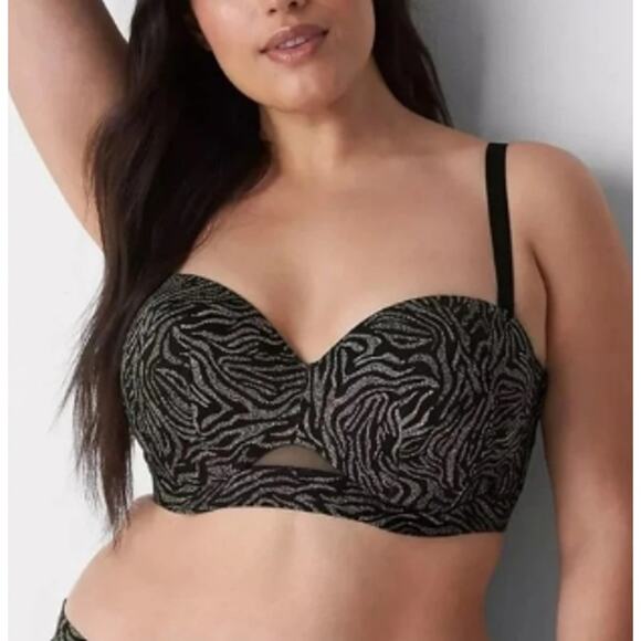 42F Cacique Bra Comfort Bliss Multi Way Convertible Strapless Opt Animal Print - Picture 1 of 10